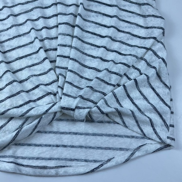 Caslon Shirt Womens Large White Striped Short Sleeve Knot Tee Vneck NWOT NEW - Picture 3 of 8